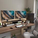 Wood and Steel Dual Monitor Stand Riser