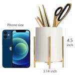 Gold Pencil Cup with White Ceramic Holder