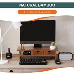 Bamboo Monitor Stand with Storage Drawers