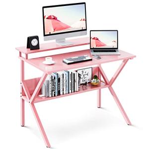 Compact Pink Desk with Storage for Small Spaces
