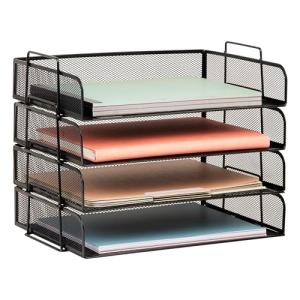 Mind Reader Stackable Metal Mesh Paper Trays