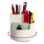 White 3-Compartment 360-Degree Desk Pen Holder