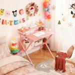 Compact Pink Desk with Storage for Small Spaces