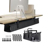 No Drill Under Desk Cable Management Tray - Black