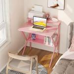 Compact Pink Desk with Storage for Small Spaces