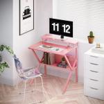 Compact Pink Desk with Storage for Small Spaces
