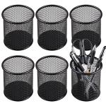 QYH Black Mesh Pen Cup Organizer - 6 Pack
