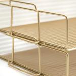 Gold Mesh Paper Tray Set – Stackable Desk Organizers