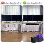 No Drill Under Desk Cable Management Tray - Black