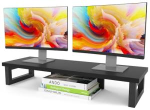 Dual Monitor Stand Riser with Storage Organizer