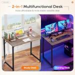 Brown 32 Inch Computer Desk with Metal Frame