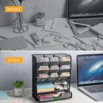 Metal Desk Organizer with Drawer and Pencil Holder