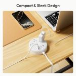 2 Pack Flat Plug Power Strip with USB Ports