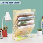 Gold 6-Tier Mesh Desk File Organizer