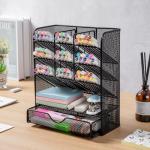 Metal Desk Organizer with Drawer and Pencil Holder