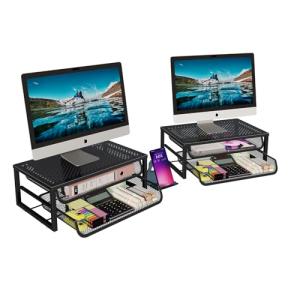 2-Pack Metal Desk Organizer with Monitor Stand