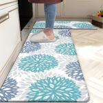 Teal Cushioned Anti-Fatigue Kitchen Mats - Set of 2