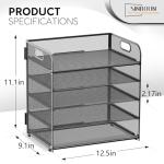 5-Tier Metal Letter Tray Desk Organizer - Black