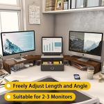 Triple Monitor Stand Riser with Drawer and Organizer