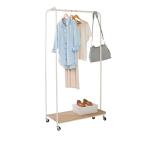 Versatile Clothes Rack with Wood Shelf and Wheels