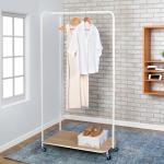 Versatile Clothes Rack with Wood Shelf and Wheels