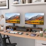 Triple Monitor Stand Riser with Drawer and Organizer