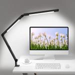 Adjustable LED Desk Lamp with Clip and Dimmer