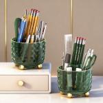 Dark Green Rotating Pen and Pencil Holder