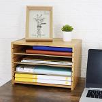 WKWKER Bamboo File Organizer with Adjustable Shelves