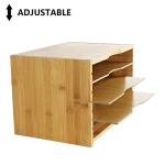 WKWKER Bamboo File Organizer with Adjustable Shelves