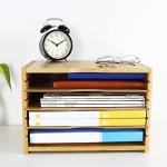 WKWKER Bamboo File Organizer with Adjustable Shelves