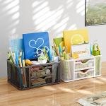 Marbrasse Black Mesh Desk Organizer with Drawers