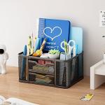Marbrasse Black Mesh Desk Organizer with Drawers