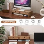 KIRIGEN Wood Monitor Stand with Drawers and Storage