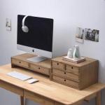 KIRIGEN Wood Monitor Stand with Drawers and Storage