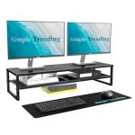 Metal Dual Monitor Stand with Mouse Pad Organizer