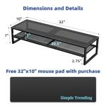 Metal Dual Monitor Stand with Mouse Pad Organizer