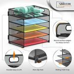 2 Pack Black Metal 5-Tier Desk Organizer Trays