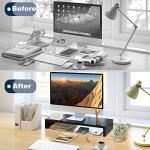 TEAMIX 20-Inch Black Monitor Stand with Storage