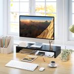 TEAMIX 20-Inch Black Monitor Stand with Storage