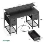 Huuger 47" LED Gaming Desk with 4 Drawers