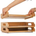 Bamboo Stackable Paper Trays - 3 Pack Set