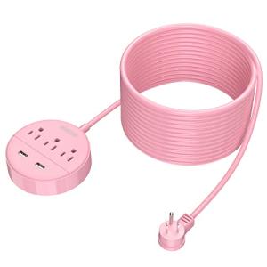 25 ft Rose Pink Power Strip with USB Ports