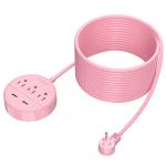 25 ft Rose Pink Power Strip with USB Ports