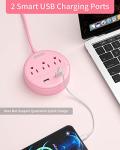 25 ft Rose Pink Power Strip with USB Ports