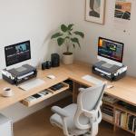 ECOLOVI Black Desk Organizer with Monitor Stand