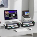 ECOLOVI Black Desk Organizer with Monitor Stand
