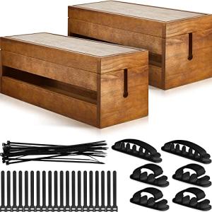 Hoteam 48-Piece Wooden Cable Management Set