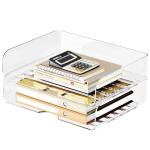 Clear Stackable A4 Letter Tray Set