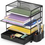 5-Tier Document File Tray with Drawer and Pen Holder